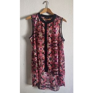 Nicole Miller Floral Sheer Sleeveless Blouse